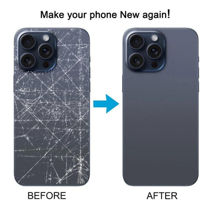 Keep Your iPhone 15 Pro Max Safe with Replacement Back Cover - before and after showing scratched vs restored iPhone 15 Pro back