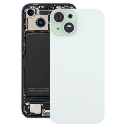 Sturdy Back Cover for Daily iPhone Protection and Handling showing replacement iPhone 15 back housing with camera lens cover and MagSafe magnet
