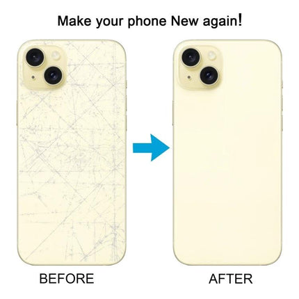 Sturdy Back Cover for Daily iPhone Protection and Handling - before and after scratched vs restored iPhone back with camera lens cover and MagSafe