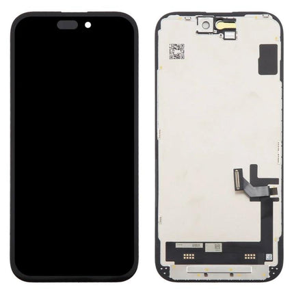JK Replacement LCD Screen for Daily iPhone 15 Use - front and back replacement assembly showing display and connectors