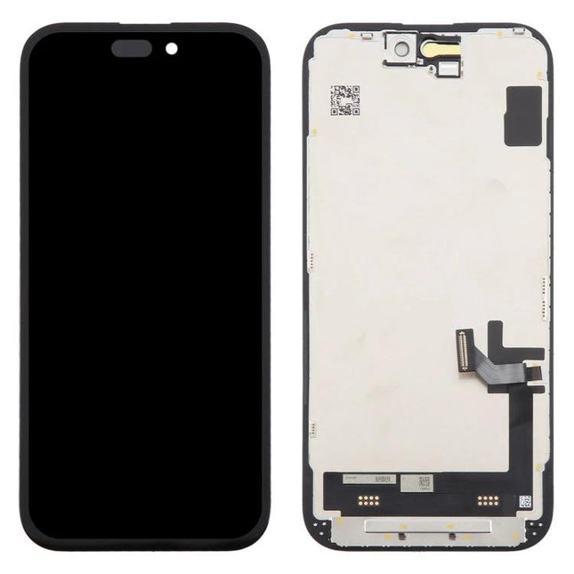 JK Replacement LCD Screen for Daily iPhone 15 Use - front and back replacement assembly showing display and connectors