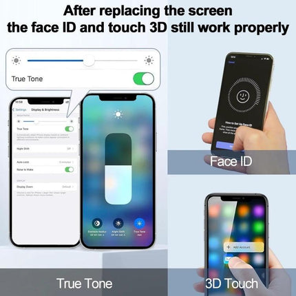 JK Replacement LCD Screen for Daily iPhone 15 Use showing True Tone, Face ID and 3D Touch functioning after replacement