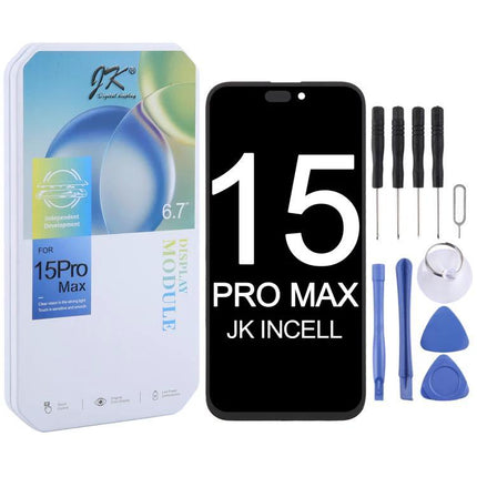 JK Incell LCD Screen for Everyday iPhone 15 Repairs - replacement 6.7" iPhone 15 Pro Max screen with 120Hz touch and repair tools