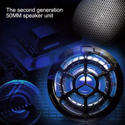 Over Ear Gaming Headphones for Calls and Everyday Use showing 50mm neodymium driver and blue illuminated speaker unit