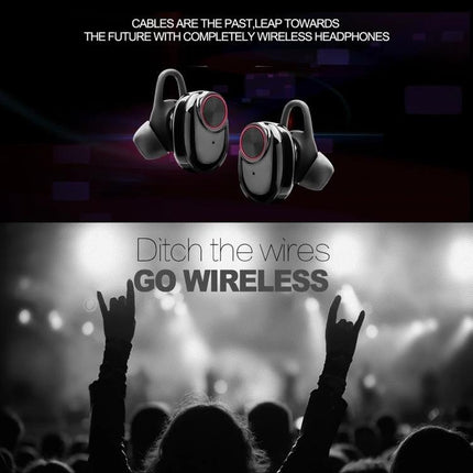 Wireless Noise Cancelling Earbuds With Charging Case showing compact true wireless earbuds and charging case for active use