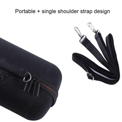 Water Resistant Carry Case For Portable Bluetooth Speakers Compact showing black zippered case and strap