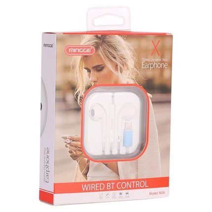 Wireless Stereo Earphones With Mic For Commuting And Gym M26 Bluetooth 5.0 wired option and inline mic in retail packaging