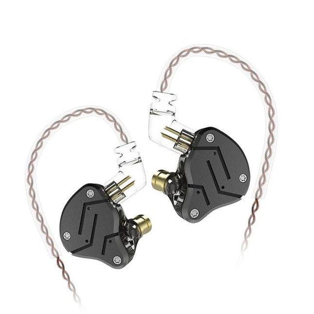 KZ ZSN Wired In Ear Earphones For Commuting And Workouts black hybrid driver wired earphones, gym and commute ready