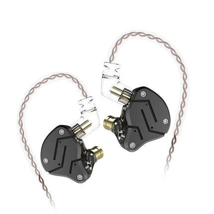 KZ ZSN Wired In Ear Earphones For Commuting And Workouts black hybrid driver wired earphones for gym