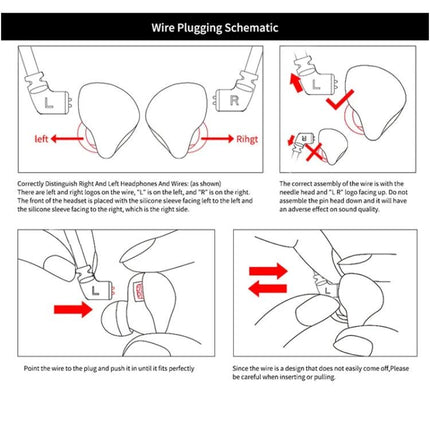 KZ ZSN Wired In Ear Earphones For Commuting And Workouts instructional diagram showing correct left right earbud wiring