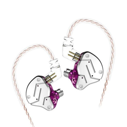 KZ ZSN Wired In Ear Earphones For Commuting And Workouts purple hybrid driver wired earphones with braided cable