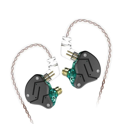 KZ ZSN Wired In Ear Earphones For Commuting And Workouts stylish green hybrid driver wired in-ear earphones for gym