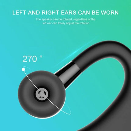V9 Bluetooth Handsfree Headset For Driving And Commuting Use showing 270° rotatable earhook and adjustable speaker for left/right ears