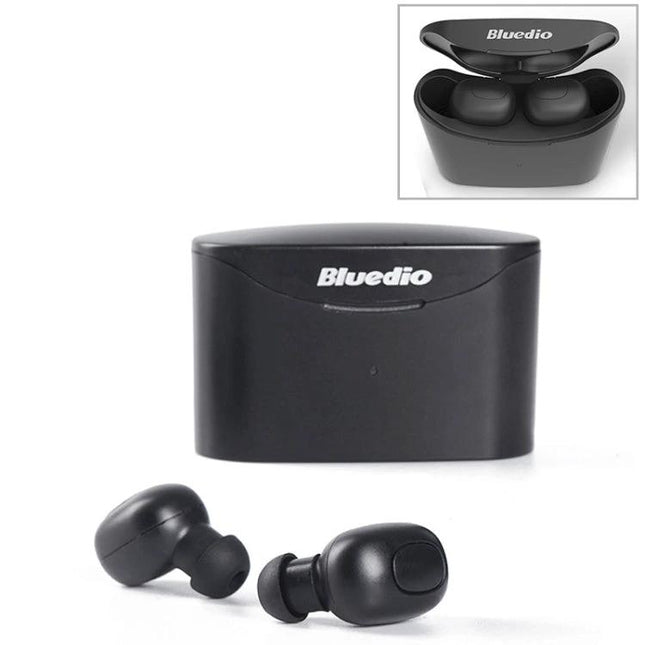 Bluedio TWS T-elf Bluetooth Version 5.0 In-Ear Bluetooth Headset with Headphone Charging Cabin, TWS T-elf black earbuds and charging case