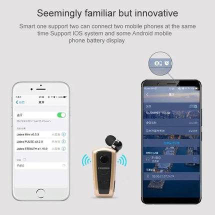 Fineblue F910 CSR4.1 Retractable Cable Caller Vibration Reminder Anti-theft Bluetooth Headset | Syndmart