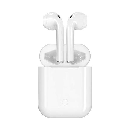 Touch Wireless Earbuds With Charging Case For Commuting white i9 TWS earbuds with touch controls and Bluetooth 5.0 in open charging case