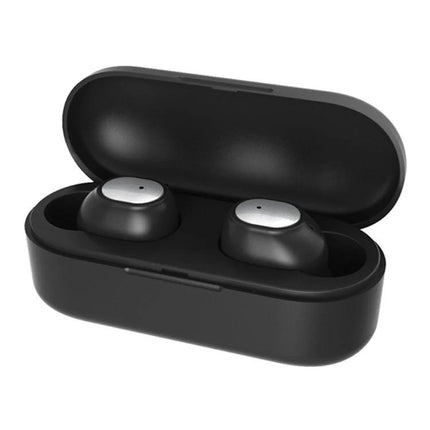 Q2 Wireless Sports Earbuds With Secure Fit For Commuting compact black true wireless earbuds in charging case, Bluetooth 5.0