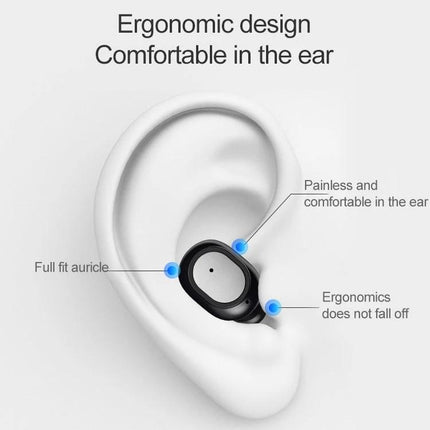 True Wireless Earbuds For Everyday Listening With Charging Case ergonomic black earbud in ear showing comfortable fit and secure design
