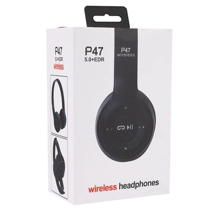 Foldable Wireless Bluetooth Headphones With 3.5mm Jack P47 foldable Bluetooth 5.0 headset with FM radio and 3.5mm jack