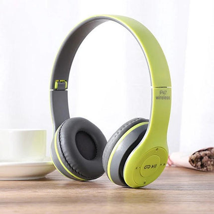 Foldable Wireless Bluetooth Headphones With 3.5mm Jack P47 foldable green headset Bluetooth FM MP3 commuting