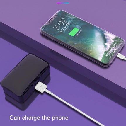 Wireless Earbuds With Display Charging Case For Commuting And Gym showing case charging a phone with 2600mAh power bank