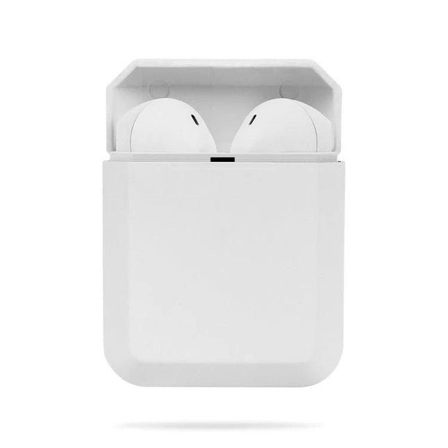 InPods True Wireless Earbuds With Charging Case For Daily shown in white case, compact TWS earbuds with open charging case