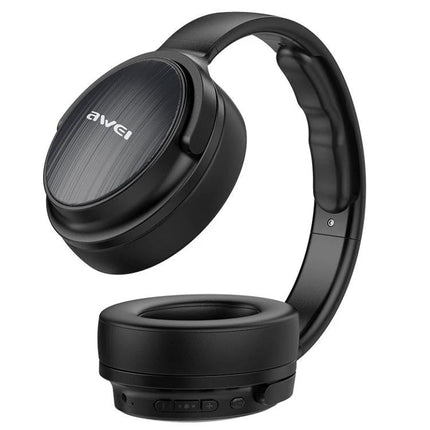 Awei Foldable Wireless Headphones With Aux Jack For Commuting, lightweight black foldable Bluetooth headphones with aux jack