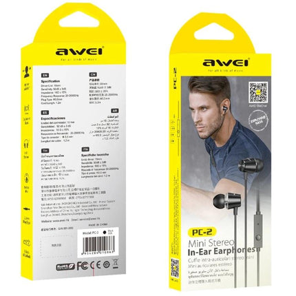 Awei Compact In Ear Headphones For Commuting And Calls compact wired in-ear earbuds for commuting calls with secure seal
