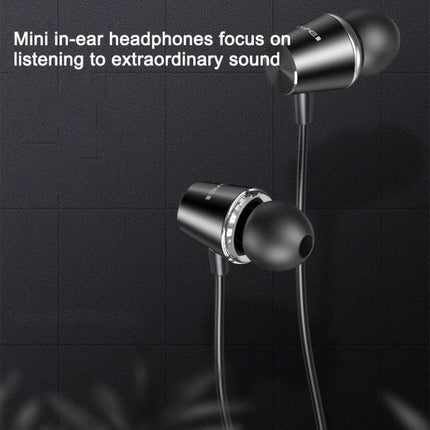 Awei Compact In Ear Headphones For Commuting And Calls sleek black mini in-ear earbuds for commuting and clear calls