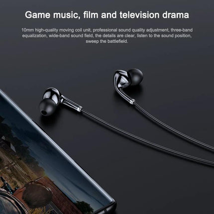 Awei Wired In Ear Headset With Microphone For Commuting And Calls lightweight black wired earbuds with 3.5mm jack