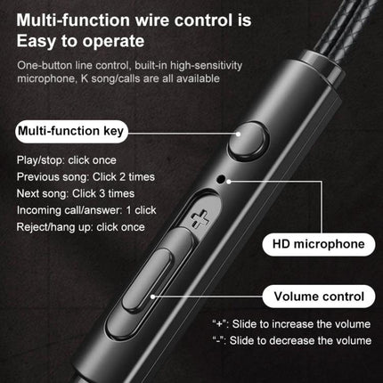 REMAX Wired Gaming Earphones With 8 Pin Connector For Mobile Use showing inline multi-function wire control with mic and volume
