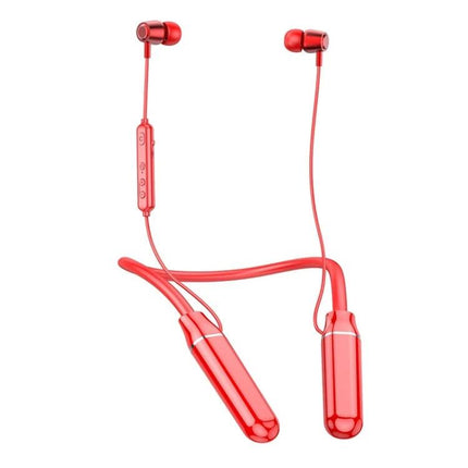 Neckband Sport Earphones For Running And Commuting red Bluetooth 5.0 neck-mounted wireless earphones with magnetic buds