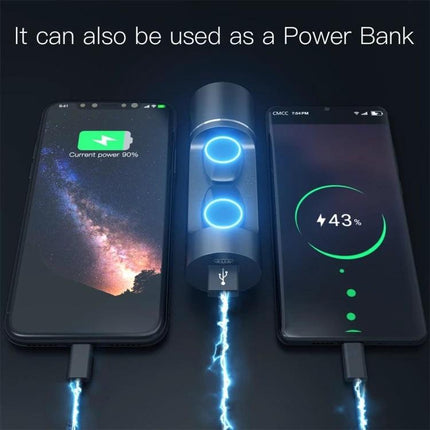 JAKCOM Wireless Earbuds Water Resistant For Commuting shown charging two phones as a power bank with Bluetooth earbuds