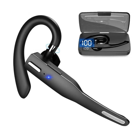 Single Rotating Earhook Bluetooth Earbud For Commuting And Calls lightweight black Bluetooth 5.0 earbud with charging case