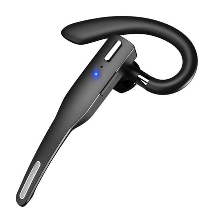 Single Rotating Earhook Bluetooth Earbud For Commuting And Calls sleek black single‑ear Bluetooth 5.0 earhook with charging case display