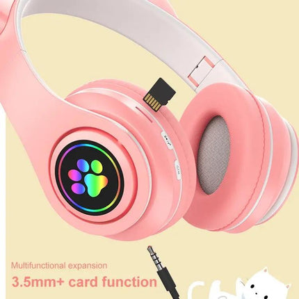 B39 Cat Ear Bluetooth Headset With LED Gradient Ambient Lights