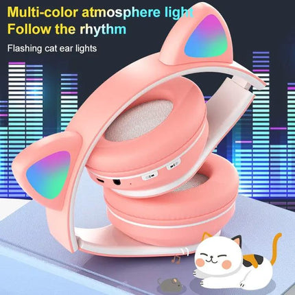 B39 Cat Ear Bluetooth Headset With LED Gradient Ambient Lights