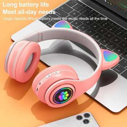 B39 Cat Ear Bluetooth Headset With LED Gradient Ambient Lights