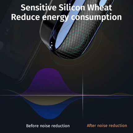 Single Ear Bluetooth Headset With Ear Hook For Commuting showing ear‑hook design and noise reduction graphic, commuting use