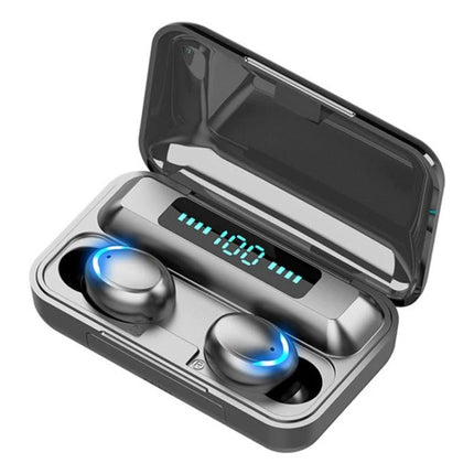 Wireless Bluetooth Earbuds With Breathing Light For Jogging - compact charging case with LED battery display and blue breathing lights