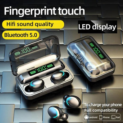 Wireless Bluetooth Earbuds With Breathing Light For Jogging compact charging case with LED battery display and Bluetooth 5.0