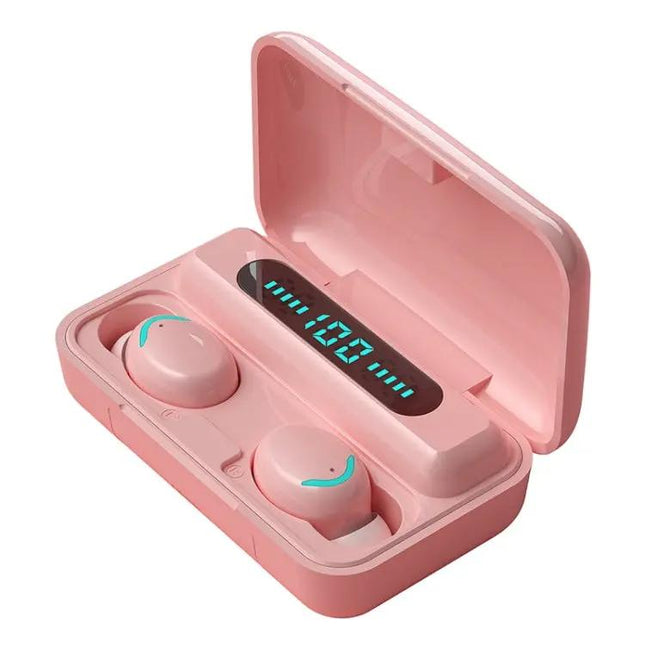 Écouteurs Bluetooth F9-5C Macaron Series à quatre barres avec lumière de respiration et affichage numérique, réduction du bruit, bleu foncé, rose clair, bleu clair, jaune clair