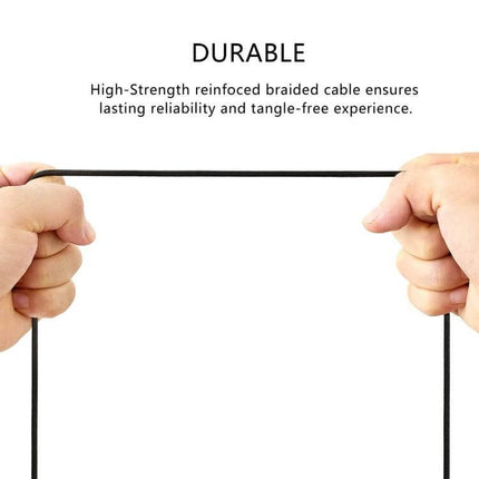 Compatible Black Audio Cable for SteelSeries Arctis Headsets showing durable braided black cable held taut