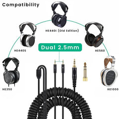 HIFIMAN HE400i HE560 Compatible High-Fidelity Audio Cable with Dual 2.5mm to 3.5mm & 6.35mm Adapters