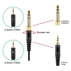 HIFIMAN HE400i HE560 Compatible High-Fidelity Audio Cable with Dual 2.5mm to 3.5mm & 6.35mm Adapters