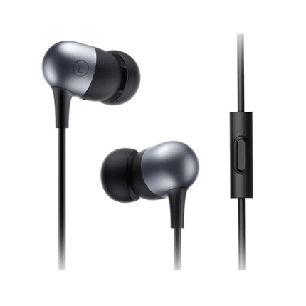 Xiaomi Wired 3.5mm Earphones With Inline Remote Aluminum shown in gray aluminum earbuds with inline control