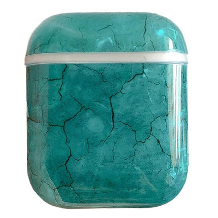 Seaweed Pattern Case for AirPods in Daily Outings and Commutes - teal seaweed-pattern protective AirPods case, dustproof drop-proof, easy charging access