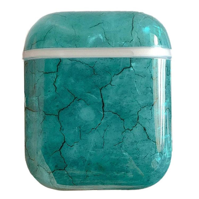Seaweed Pattern Case for AirPods in Daily Outings and Commutes - teal seaweed-pattern protective AirPods case, dustproof drop-proof, easy charging access