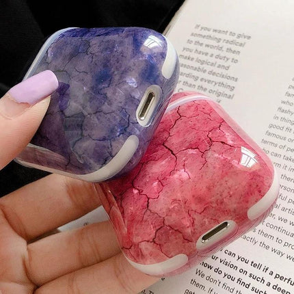Seaweed Pattern Case for AirPods in Daily Outings and Commutes - pink and purple marbled protective dustproof drop-proof charging-ready case