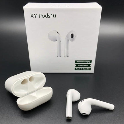 Lanpice Wireless Earbuds With Charging Case For Commute And Workouts sleek white XY-PODS10 earbuds and open charging case on black surface